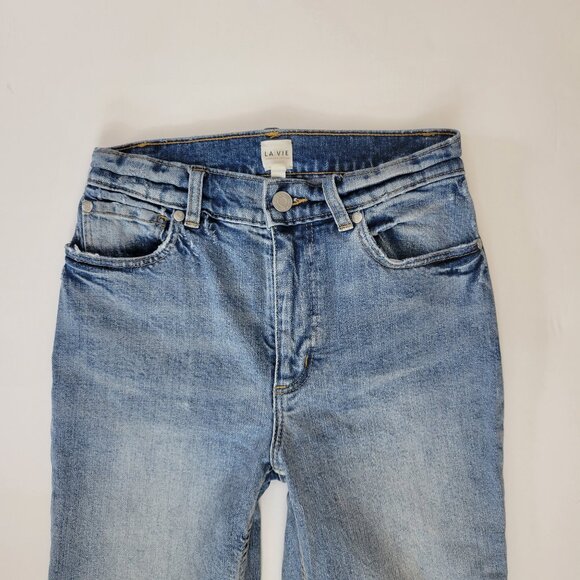 La Vie Rebecca Taylor High Rise Cropped Flare Raw Fray Hem Jean - Picture 3 of 12